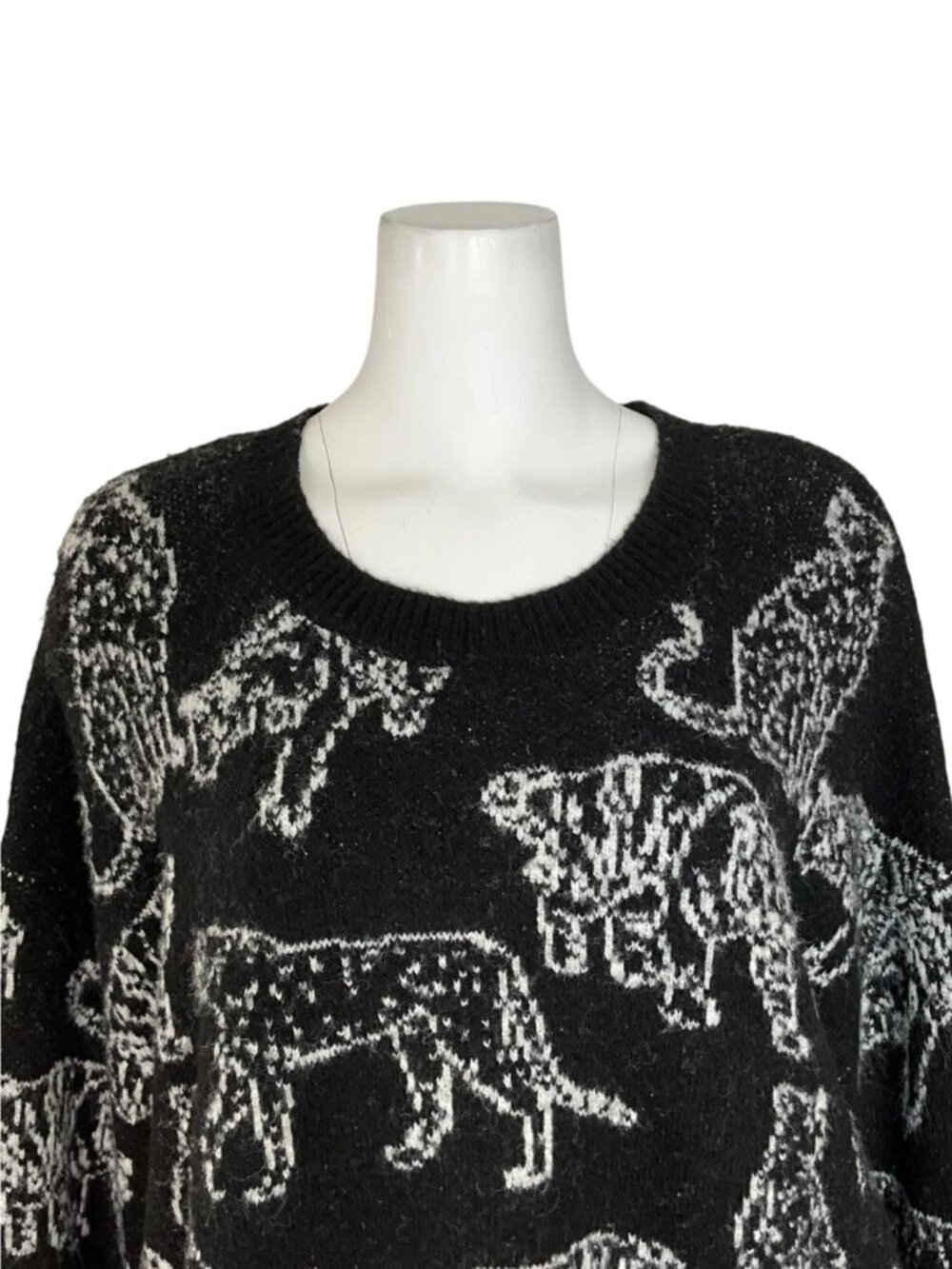 Rails Perci Charcoal Cats Sweater XL Black Wool Blend Crewneck NEW - Picture 11 of 16